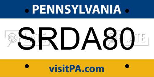 SRDA80 Pennsylvania License Plate