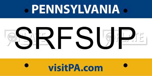 SRFSUP Pennsylvania License Plate