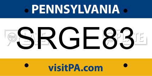 SRGE83 Pennsylvania License Plate