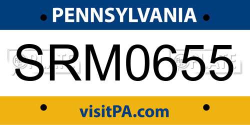 SRM0655 Pennsylvania License Plate