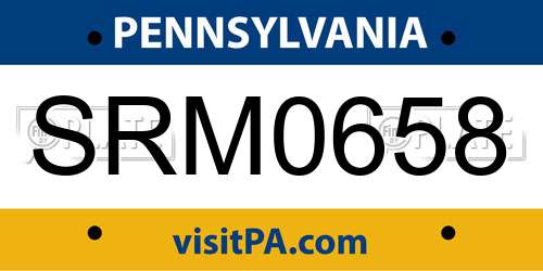 SRM0658 Pennsylvania License Plate