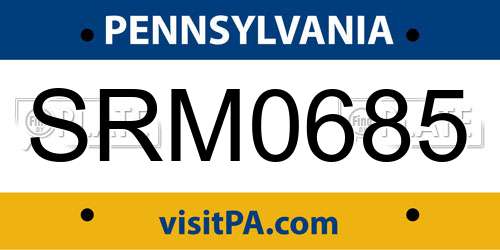 SRM0685 Pennsylvania License Plate