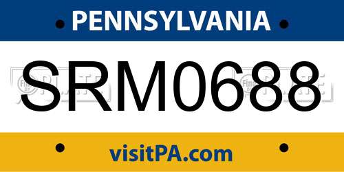 SRM0688 Pennsylvania License Plate