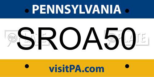 SROA50 Pennsylvania License Plate