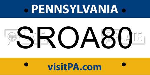 SROA80 Pennsylvania License Plate