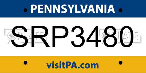 SRP3480 Pennsylvania License Plate