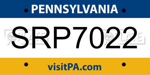 SRP7022 Pennsylvania License Plate