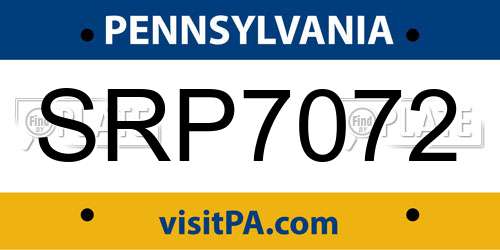 SRP7072 Pennsylvania License Plate