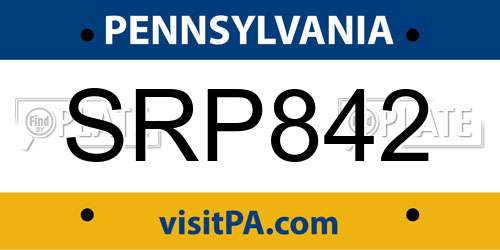 SRP842 Pennsylvania License Plate
