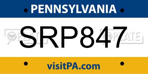 SRP847 Pennsylvania License Plate