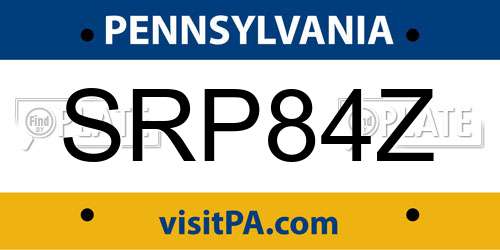 SRP84Z Pennsylvania License Plate