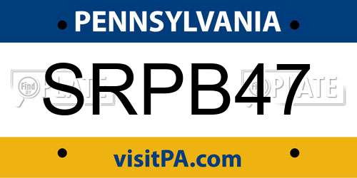 SRPB47 Pennsylvania License Plate