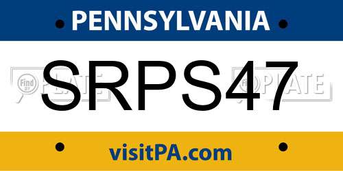 SRPS47 Pennsylvania License Plate