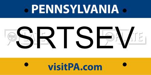 SRTSEV Pennsylvania License Plate