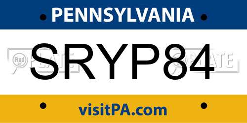 SRYP84 Pennsylvania License Plate