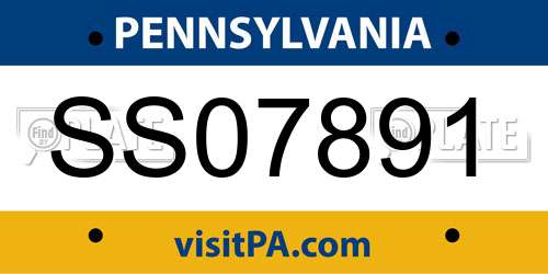 SS07891 Pennsylvania License Plate