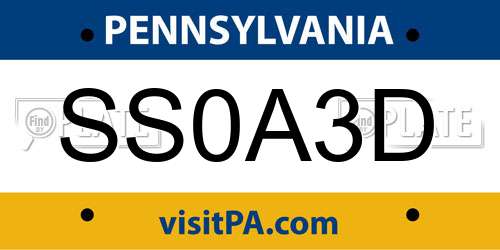 SS0A3D Pennsylvania License Plate