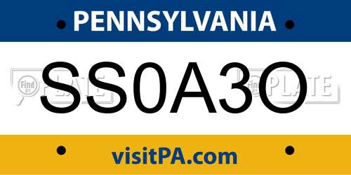 SS0A3O Pennsylvania License Plate