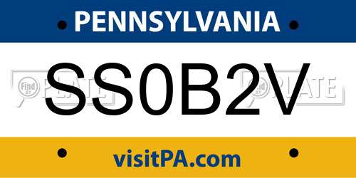 SS0B2V Pennsylvania License Plate