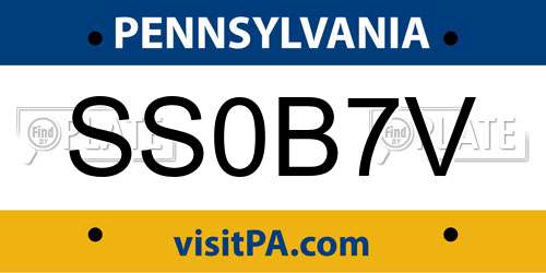 SS0B7V Pennsylvania License Plate