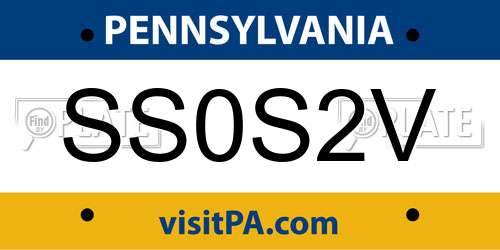 SS0S2V Pennsylvania License Plate