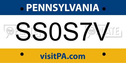 SS0S7V Pennsylvania License Plate