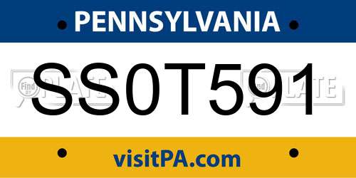 SS0T591 Pennsylvania License Plate