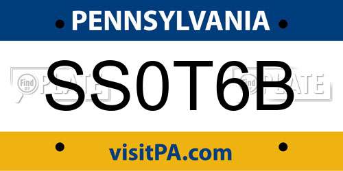 SS0T6B Pennsylvania License Plate