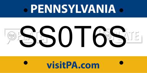 SS0T6S Pennsylvania License Plate