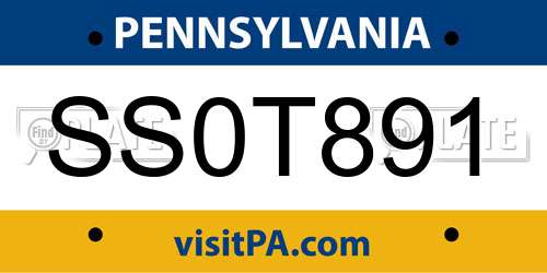 SS0T891 Pennsylvania License Plate