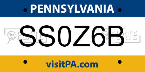 SS0Z6B Pennsylvania License Plate