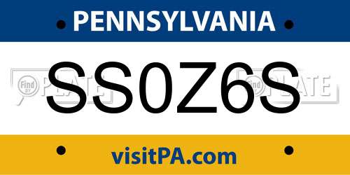 SS0Z6S Pennsylvania License Plate