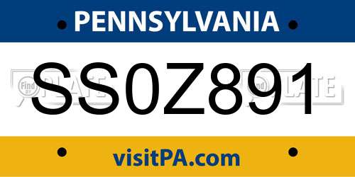 SS0Z891 Pennsylvania License Plate