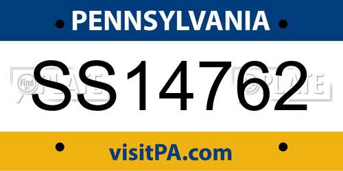 SS14762 Pennsylvania License Plate