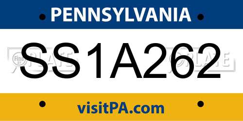 SS1A262 Pennsylvania License Plate