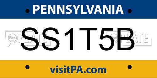 SS1T5B Pennsylvania License Plate