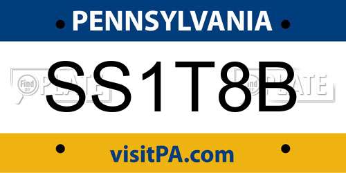SS1T8B Pennsylvania License Plate