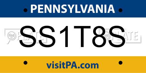 SS1T8S Pennsylvania License Plate