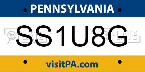 SS1U8G Pennsylvania License Plate