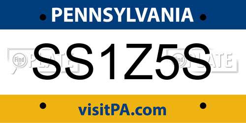 SS1Z5S Pennsylvania License Plate