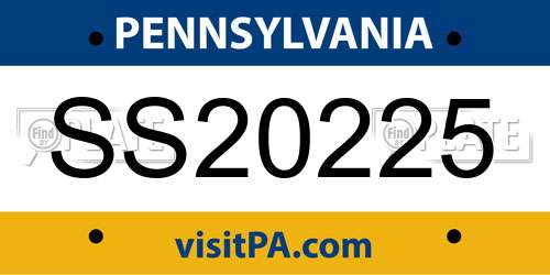 SS20225 Pennsylvania License Plate