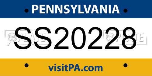 SS20228 Pennsylvania License Plate
