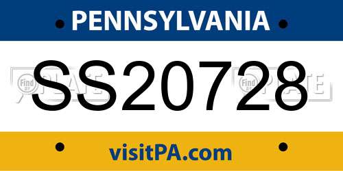 SS20728 Pennsylvania License Plate