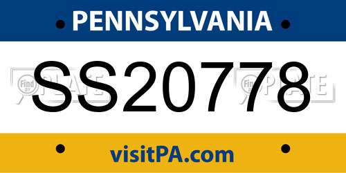 SS20778 Pennsylvania License Plate