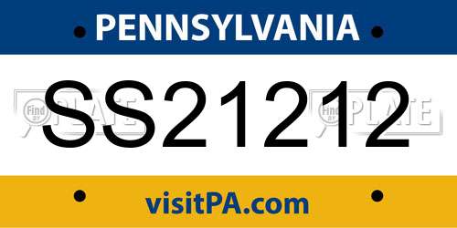 SS21212 Pennsylvania License Plate