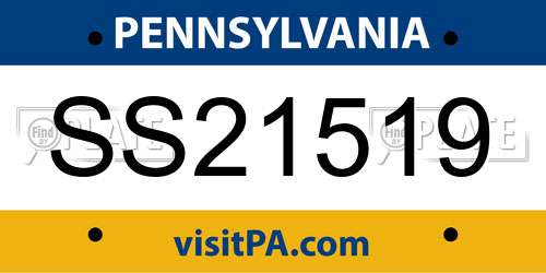 SS21519 Pennsylvania License Plate