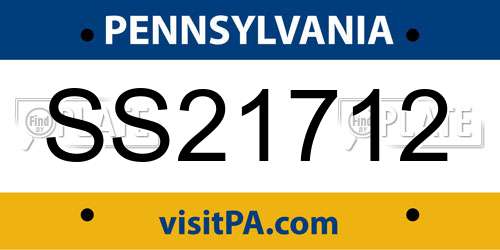 SS21712 Pennsylvania License Plate