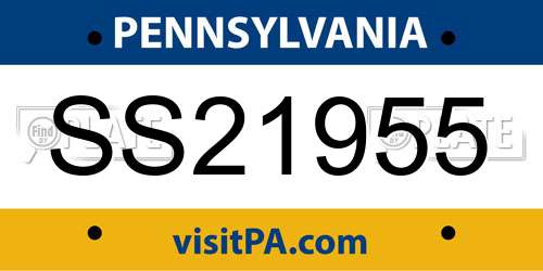 SS21955 Pennsylvania License Plate