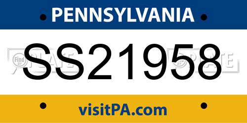SS21958 Pennsylvania License Plate