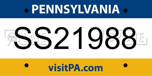SS21988 Pennsylvania License Plate